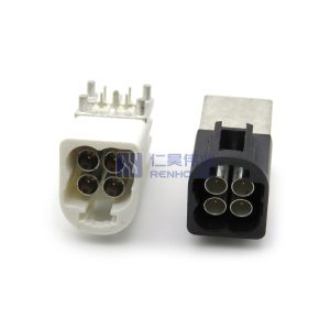 Mini Fakra Right Angle 4-in-1 Connector Through Hole